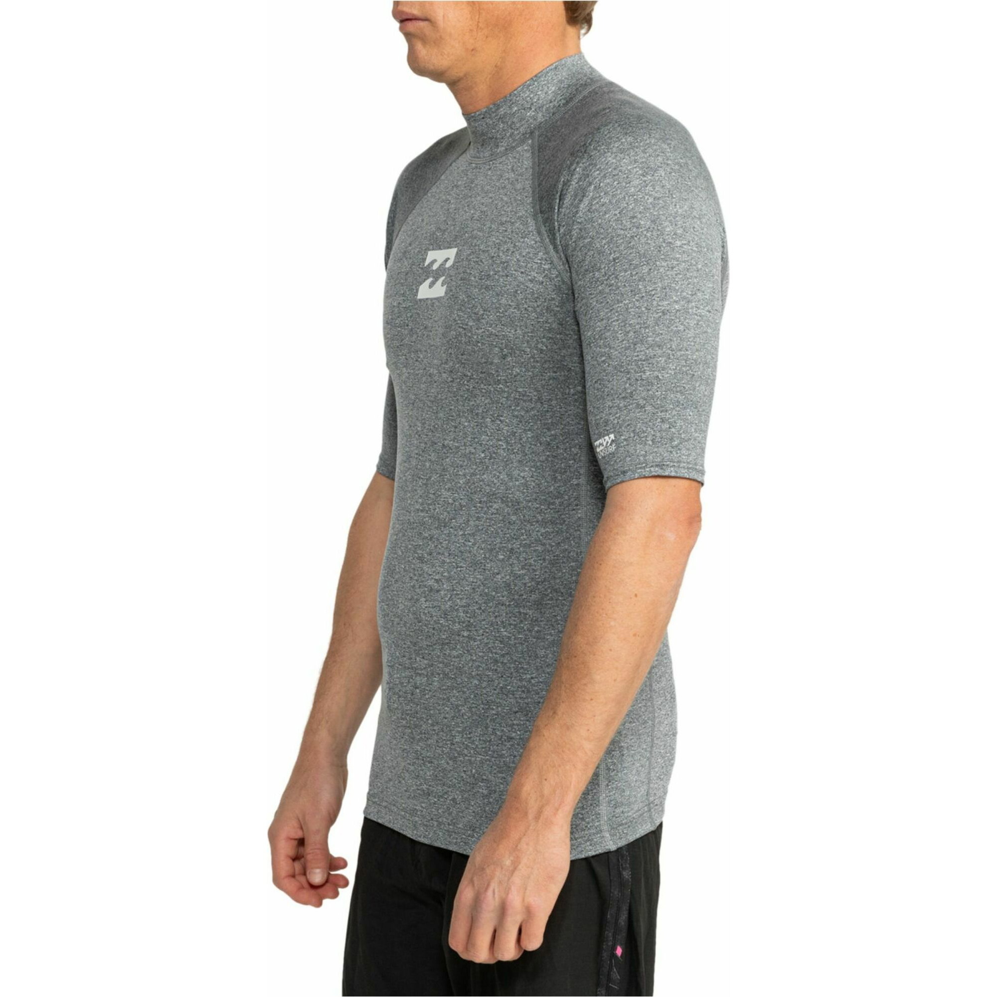 2026 Billabong Waves All Day UV50 Kortærmet Lycravest Til Mænd EBYWR00101 - Dark Grey Heather